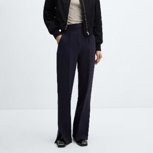 Mango Straight Trousers with Openings Black - Size 2